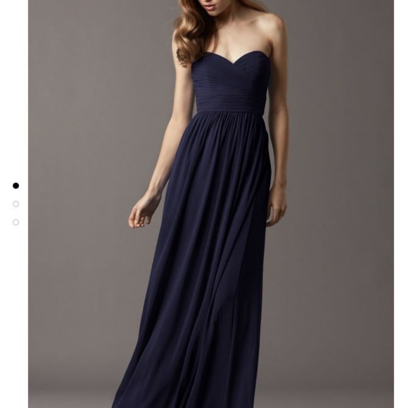Watters & Watters Dresses & Skirts - DONATED!! Navy Crinkle Chiffon dress w/sweetheart